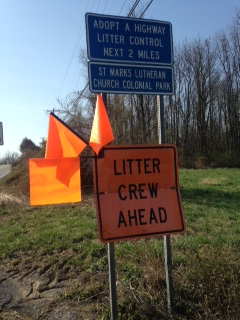 Adopt a Highway litter control sign