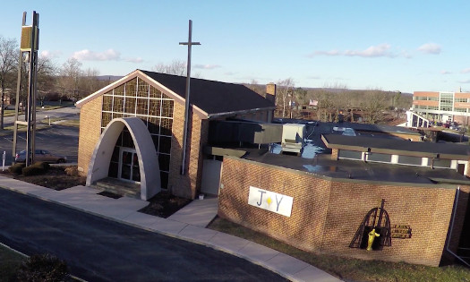 aeriel view of the front entrance to st. mark's